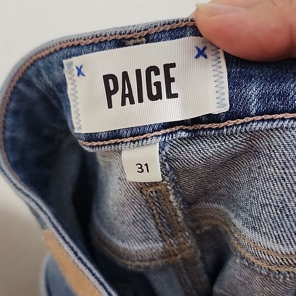 Paige Stella Fillmore Destructed Blue High Rise Jeans Size 31 - Picture 7 of 8